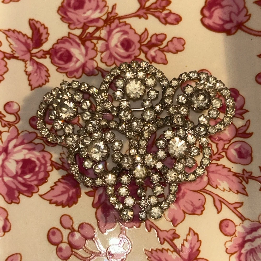 Elegant Silver Crystal Brooch